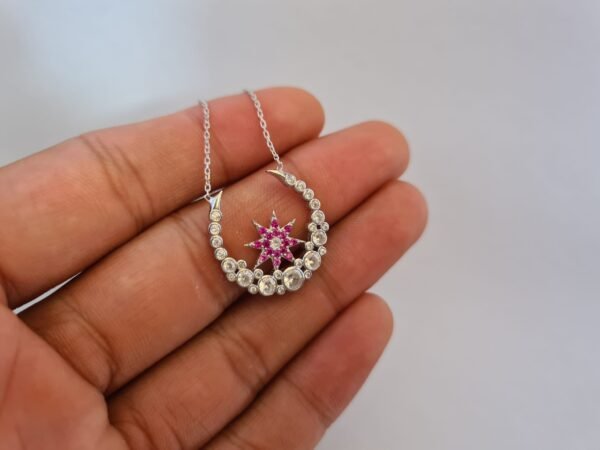 Silver Moon and Star Pendant necklace - Image 5