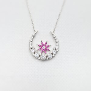 Silver Moon and Star Pendant necklace