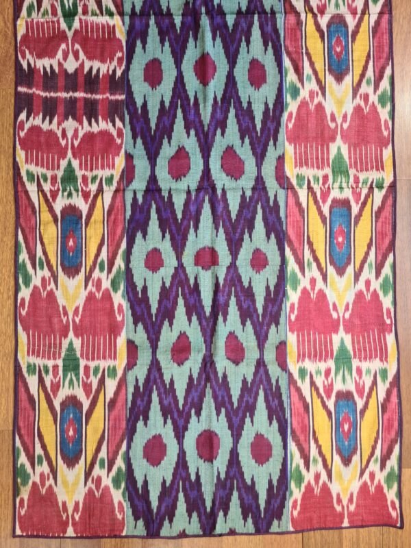 Antique Uzbek Ikat Wall Hanging - Image 4