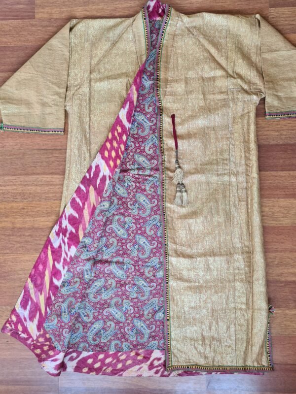 Royal Bukhara Chapan with Gold-Polished Silver Thread - Image 2