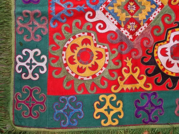 Antique Uzbek Lakai Silk Embroidered Tray Cover (1890–1910) - Image 4