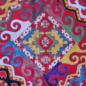 Antique Uzbek Lakai Silk Embroidered Tray Cover (1890–1910)