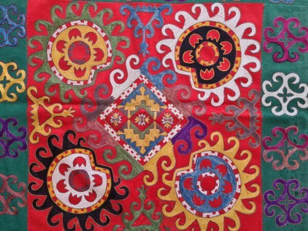 Antique Uzbek Lakai Silk Embroidered Tray Cover (1890–1910) - Image 5