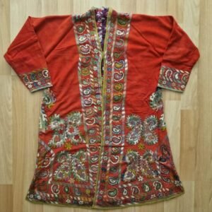 Rare Uzbek Lakai Coat — Silk Embroidery on Wool (c. 1850–1875)