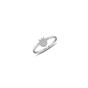 925 Silver Rhodium Plated Sun Ring with Zircon Stones