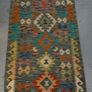 Handmade Afghan Kilim Runner - 100% Wool, Authentic Geometric Tribal Runner