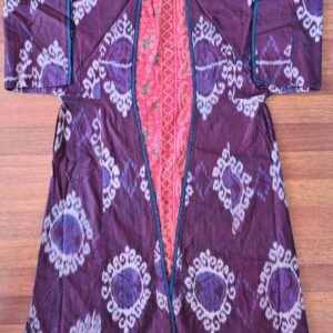 Old Uzbek Silk on silk Ikat Chapan From Late 1800s