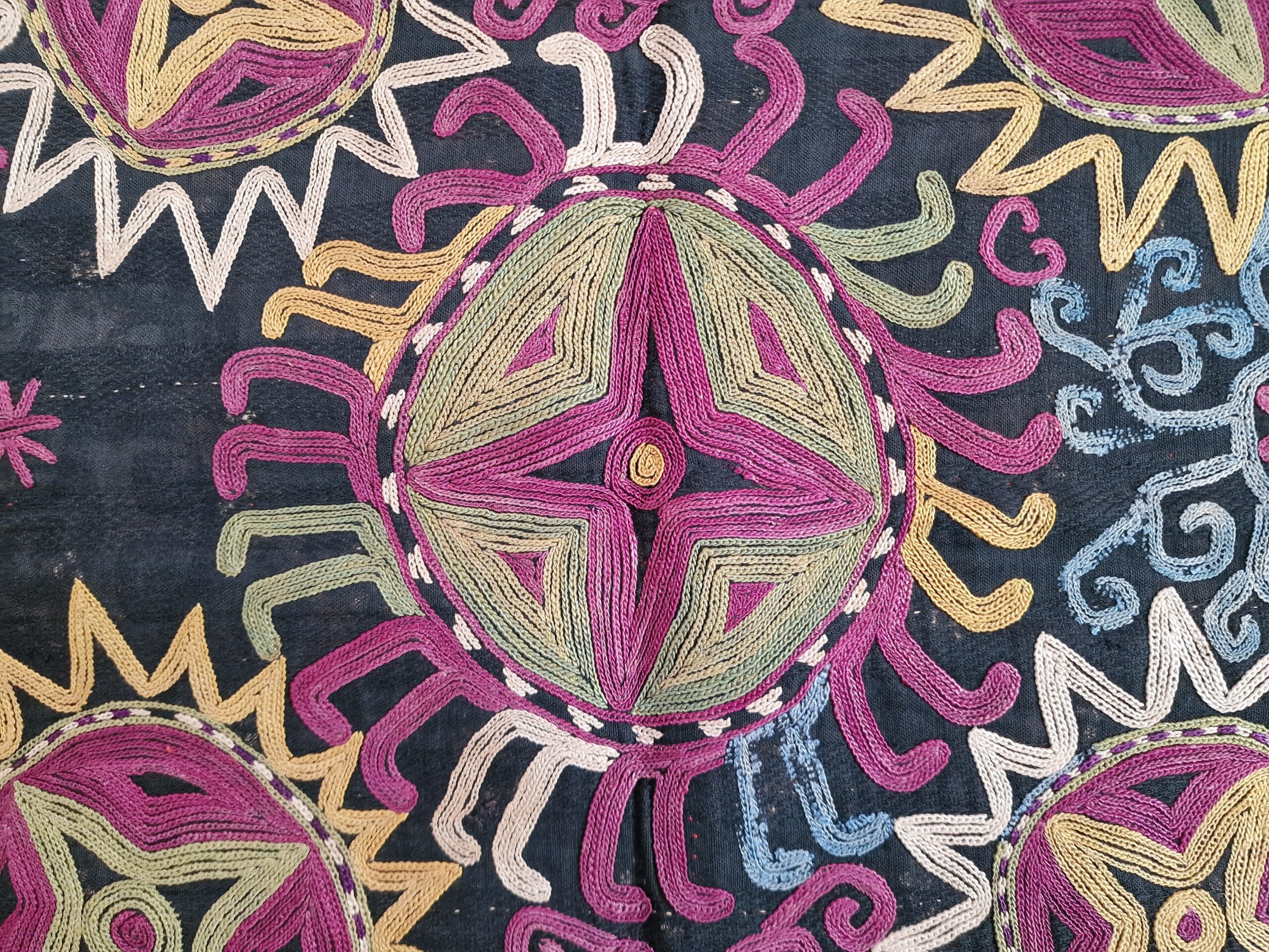 Uzbek Lakai Silk Embroidery on Wool (1800s) - Image 4