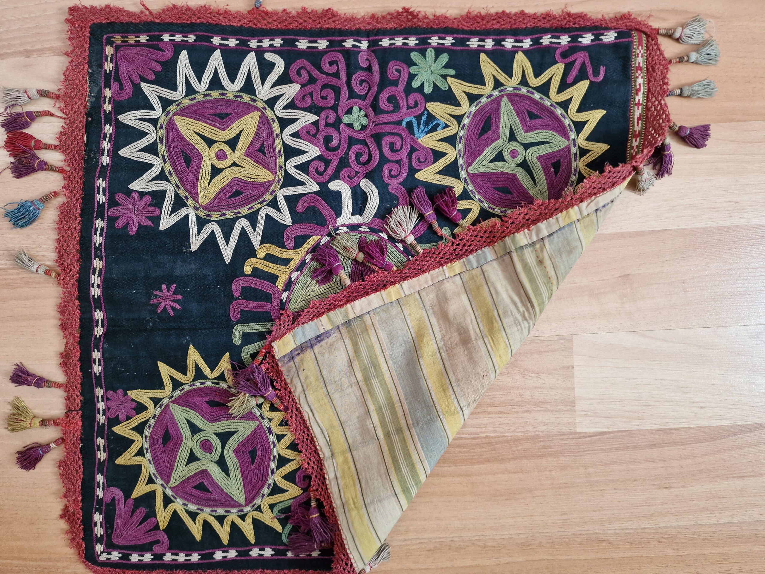 Uzbek Lakai Silk Embroidery on Wool (1800s) - Image 5